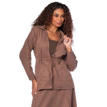 Imagem de Jaqueta Parka Feminina Giraffe Suede Marrom, Marrom, P
