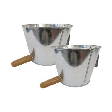 Imagem de Kit 2 Baldes Para Bezerro com Bico Mamadeira 5 Litros Aço Galvanizado 