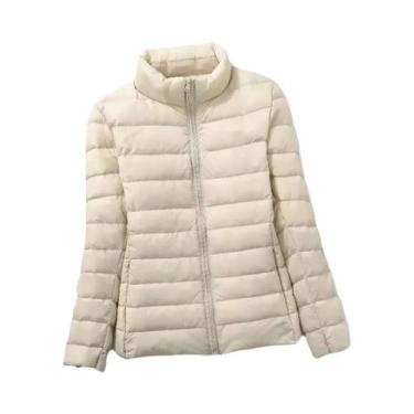 Imagem de Jaqueta Puffer Curta Feminina Com Gola Alta, Leve, Resistente À Água, 