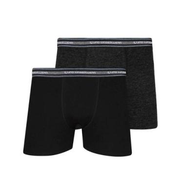 Imagem de Kit Lupo 2 Cuecas Boxer De Algodão 00523 Preto/Mescla, 00523, Preto, M