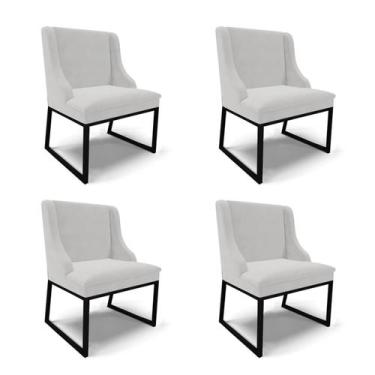 Imagem de Cadeira Sala de Jantar Industrial Preto kit 4 Liz Veludo Cinza D03 - D