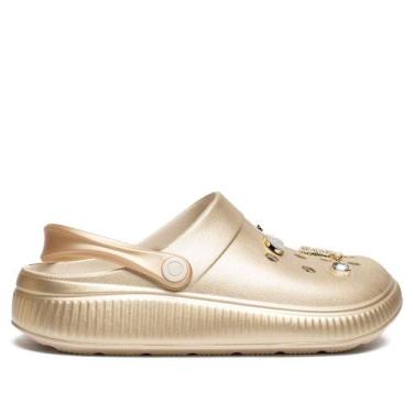 Imagem de Sandália Babuche Feminina Moleca Collab Ana Castela Dourado, Dourado, 