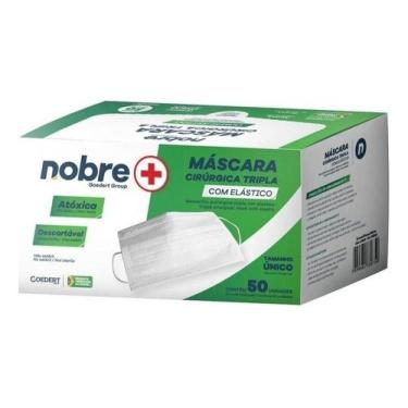 Imagem de Kit 5 Máscara Descartável Tripla Elástico Clipe Nasal 50 Un. - Nobre