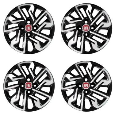 Imagem de Jogo 4 Calota Aro 14 Preto Prata Argo 2017 2018 2019 2020 - Garagem On