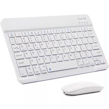 Imagem de Kit Teclado e Mouse Sem Fio Recarregável Multifuncional PC Tablet e No