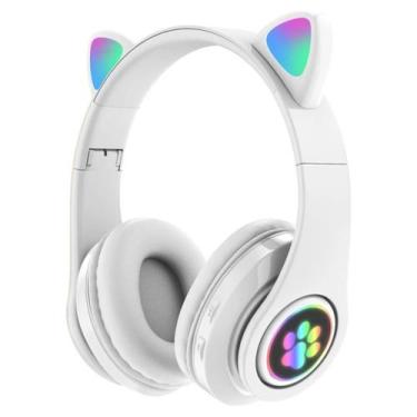 Imagem de Fone De Ouvido Sem Fio Orelha De Gatinho Gato Headphone Led Sem Fio Co