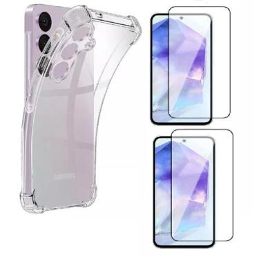 Imagem de Capa Capinha Case + 2 Peliculas vidro 3D Samsung Galaxy A55 - KRAMAC