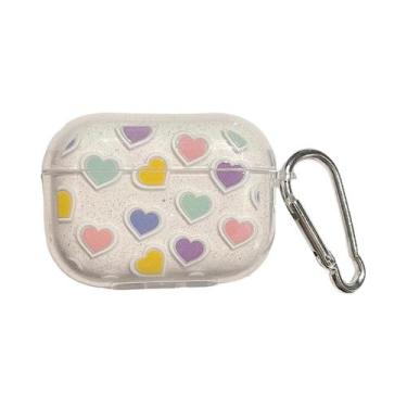 Imagem de Capa De Fone De Ouvido Em Forma De Coração Rosa Com Glitter Brilhante 