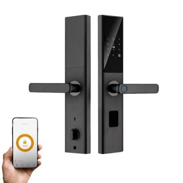 Imagem de Fechadura Eletrônica Digital Tuya Wifi Senhas App Tag Luxo Preto - mar