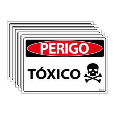 Imagem de Combo 6 Placas De Sinalização Perigo Tóxico 30x20 Ecom IA - SP69 F9e