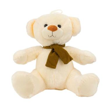 Imagem de Urso De Pelúcia Branco Sentado Cachecol 40cm JJ1110A-40 - Fofy Toys