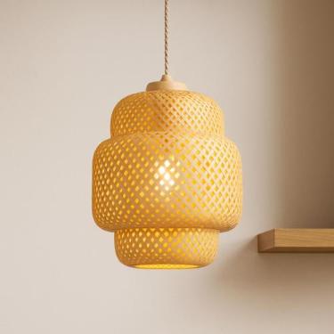 Imagem de Pendente Luminária Bambu Madeira Rustico Sofisticado Natural Bali 25 -