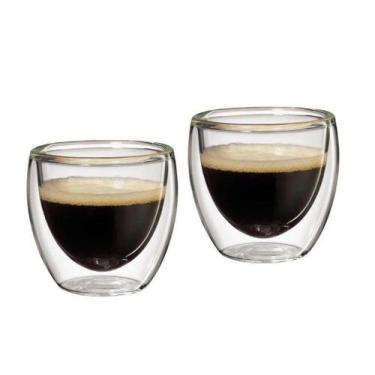 Imagem de Jogo Copo de Café Vidro Borosilicato Parede Dupla 80ml 2 Peças - Yangz