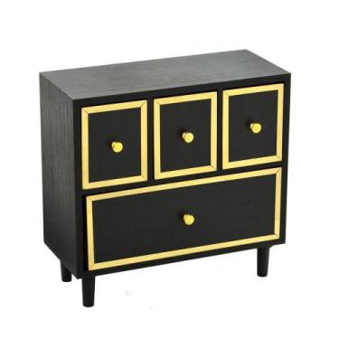 Imagem de Porta Joia com 4 Gavetas Black Gold 26x12cm  Espressione