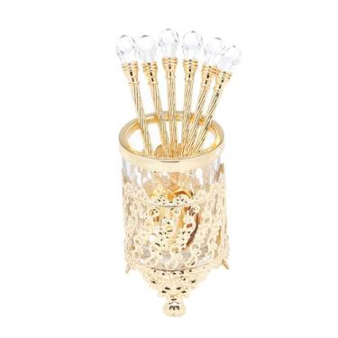 Imagem de Conjunto 6 colheres com suporte niquelado Dourado 14CM - wolff