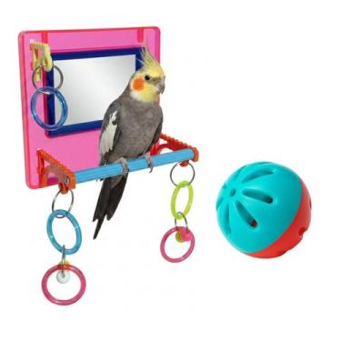 Imagem de Brinquedo Multiplay Diversão c/ Poleiro Espelho + 1 Bolinha Guizo- Pas