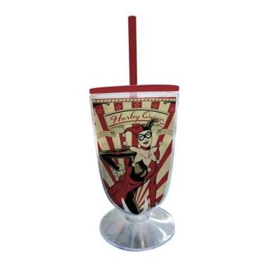Imagem de Taça Acrilica Arlequina Listras DC Comics WB Milk Shake Geek - BTC Dec