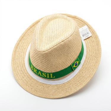 Imagem de 6UN Chapéu Malandrinho Palha Brasil Bege Festa Junina Aba