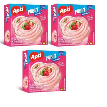 Imagem de Pudim Morango Cremoso Kit 3 Caixas Sobremesa - Apti