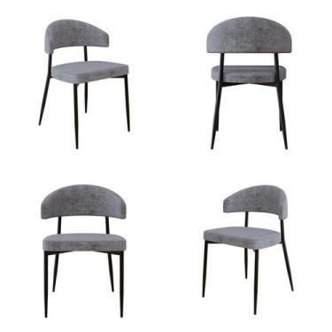Imagem de Cadeira Bless Fixa com 4 Pés 55 x 52,5 x 77,5 cm com 4 Unidades Cinza/