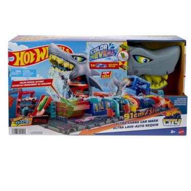 Imagem de Pista - Hot Wheels - Lava-Rapido Ultra Tubarao + Carrinho Color Reveal