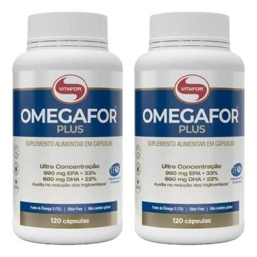 Imagem de Kit 2x Omegafor Plus Vitafor 120 Caps Tg Total 240 Caps Promoção
