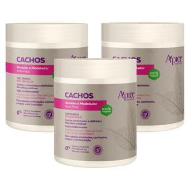 Imagem de Kit 3 Ativador E Modelador De Cachos Apice Vegano Anti Frizz Creme De 