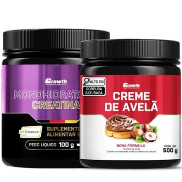 Imagem de Kit Creatina Pura 100g Creapure + Creme Avelã Fit 500g Growth