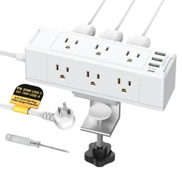 Imagem de Braçadeira de mesa Power Strip Kungfuking 9 tomadas 4 USB 1700J Surge