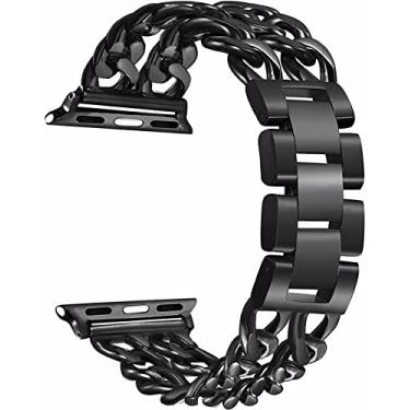 Imagem de Pulseira Aço Elos Dupla Corrente, Compatível com Apple Watch (38/40/41, Preto)