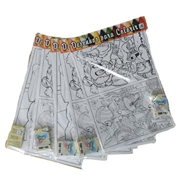 Imagem de KIT C/4 CARTELA DESENHO + GIZ COLORIR BIG BOY