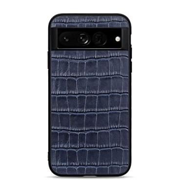 Imagem de Capa para Google Pixel 6/6 Pro, capa protetora ultrafina de couro PU com estampa de crocodilo clássico, à prova de choque, antiarranhões, azul, 15 cm