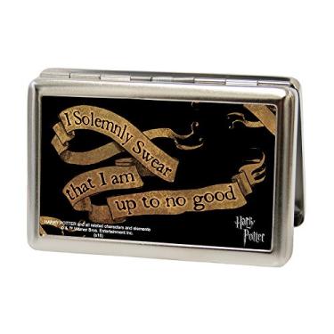Imagem de Buckle-Down Suporte de cartão de visita – Faixa Harry Potter I SOLEMNLY Swear That I AM UP TO NO GOOD preto/bronze – Grande