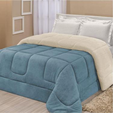 Imagem de Edredom Coberdrom Fenix Solteiro Sherpa e Manta - Azul