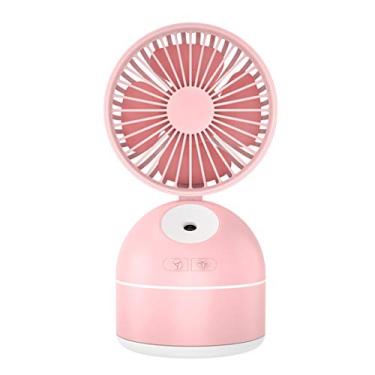Imagem de HiXB Mini USB Fan Table Spray 3 Velocidades Silencioso Resfriamento Portátil para Acampamento Externo Viagem Office, Rosa