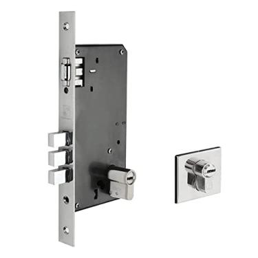 Imagem de Fechadura Porta Rolete 03 Pinos Quadrada Polida Chave Multiponto - 7cm