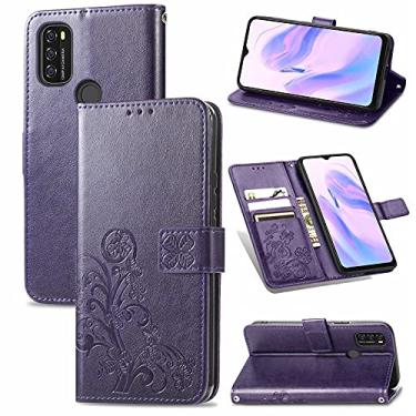 Imagem de HONGYAN Capa de telefone Para blackview A70 Four-Leaf Clasp Embossed Buckle Capa de Couro de Proteção de Telefone Móvel com cordão e Card Slot & Wallet & Function Função Capa protetora