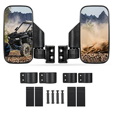 Imagem de Espelhos laterais UTV para barra de rolo de 4,4 cm a 5 cm, novos espelhos laterais UTV de fácil ajuste, compatíveis com a gama completa de Polaris RZR, Kawasaki Mule Teryx, Honda Pioneer SXS, Yamaha Rhino YXZ