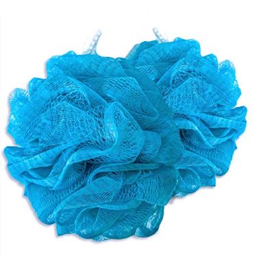 Imagem de Esponja de bucha azul para homens e mulheres - Conjunto de 2 pufes de esponja de malha azul GG de 90 g, bucha de banho, esponjas de banho para chuveiro, lufa de bucha corporal, buchas esfoliantes