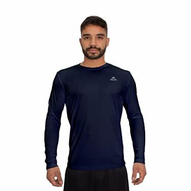 Imagem de Camisa Dry Basic LS Muvin – Manga Longa – Masculina – Proteção Solar UV50 – Camiseta Para Academia – Treino Funcional – Pilates – Yoga – Corrida – Ginástica – Fitness – Caminhada – Secagem Rápida (M, Azul Marinho)