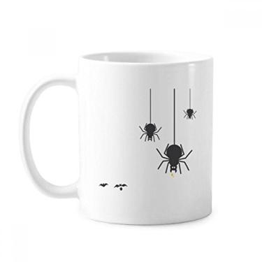 Imagem de Caneca com ilustração de teia de aranha de inseto preto cerâmica xícara de porcelana de café louça