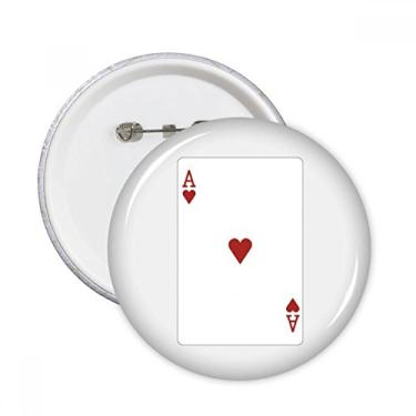 Imagem de Emblema de coração com estampa de cartas de baralho de pinos redondos para decoração 5 peças