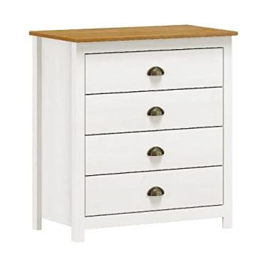 Imagem de Cômoda 4 Gavetas em Madeira Linha Topázio - Branco/carvalho