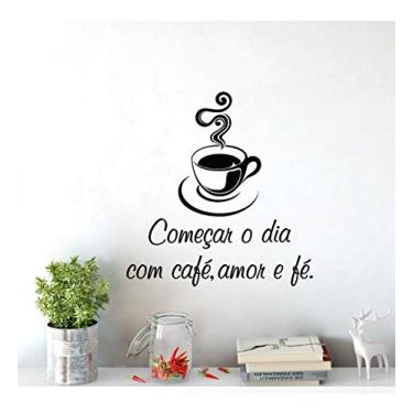 Imagem de Adesivo De Parede Frase Começar O Dia Com Café 50x60cm
