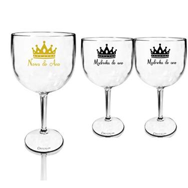 Imagem de 3 Taças Gin Acrilico 550ml Transparente Despedida de Solteira