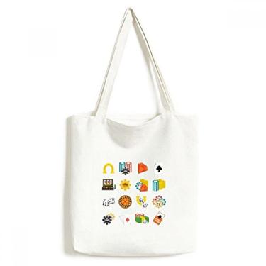 Imagem de Bolsa de lona quadrada com ilustração de objetos de cassino bolsa de compras casual