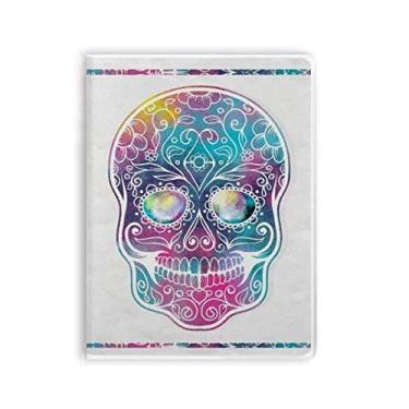Imagem de Caderno de ilustração de crânio colorido com estampa floral e capa de goma Diário