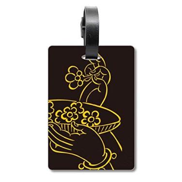 Imagem de Religion Customs Placa de flor de mão Bolsa de Bagagem Etiqueta de Bagagem Etiqueta de Scutcheon