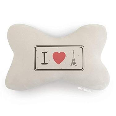 Imagem de DIYthinker Almofada para decoração de pescoço I Love Eiffel Tower com estampa de palavras e acabamento de carro