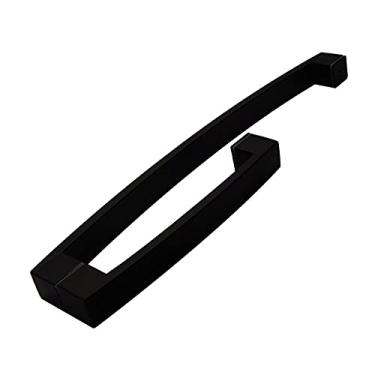 Imagem de Maçaneta da porta de vidro em aço inoxidável Maçaneta de vidro deslizante unilateral da sala de banho Janela Arc Square Maçaneta grande, H, PRETO, C